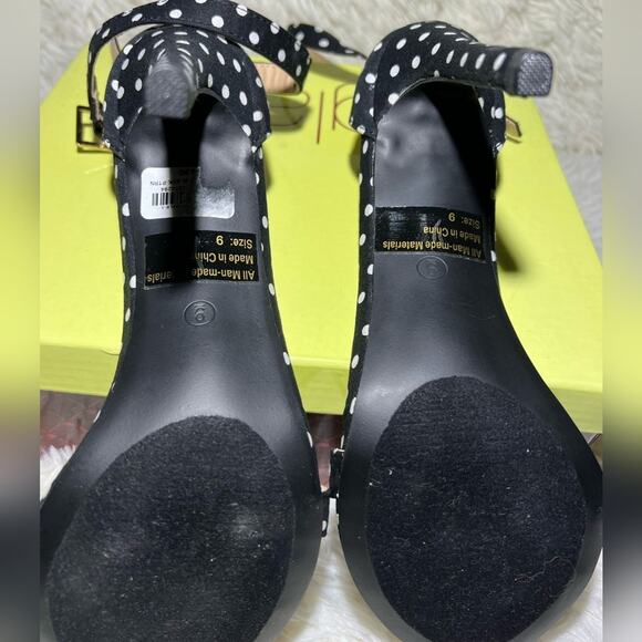Glaze Charlie Ankle Strap Heels Womens Size 9 Black Polka Dot Print  NEW - Picture 5 of 8